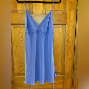 Elegant Muted Purple/Plum Satin Nightgown Chemise Slip Dress with Lace Details